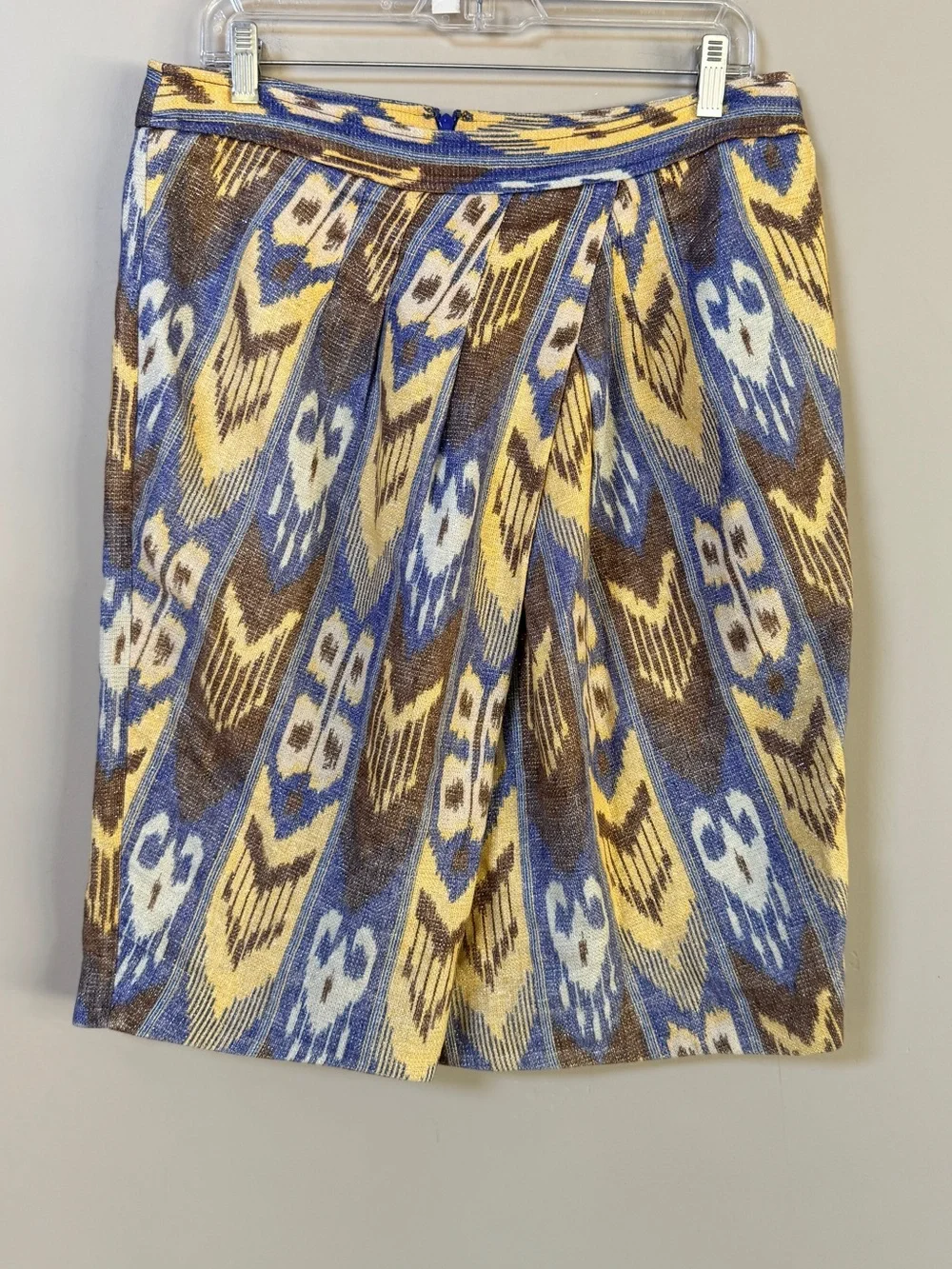 Tory Burch multicolor tribal Ikat Pleated A-Line Midi Tulip Skirt sz 12